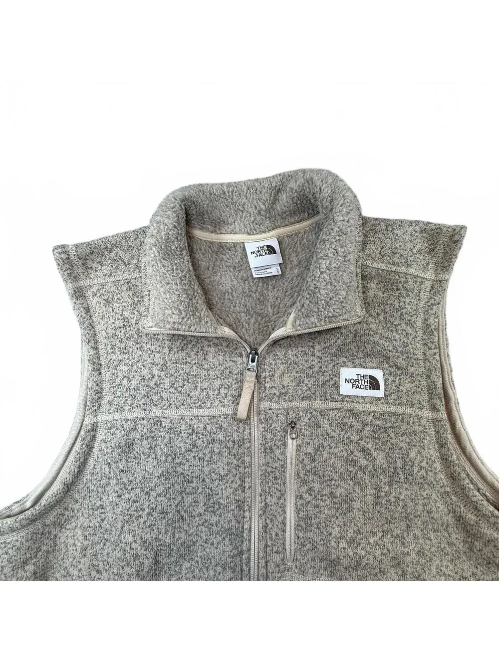 The North Face Gordon Lyons Fleece Vest Kelp/Heather Tan Full Zip Size Large